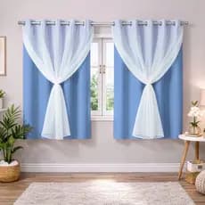 Cortina Corta Luz com Voil Branco 2,00m Largura x 1,40m Altura Blackout Varias Cores Premium