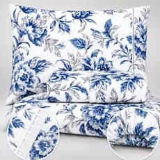 Jogo de Lençol Estampado Floral Ponto Palito 400 Fios Solteiro Casal Queen Vários Tamanhos