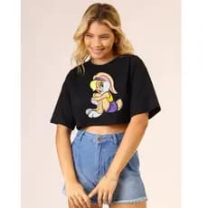 Cropped Feminino Algodão Estampado Estampa Lola Bunny