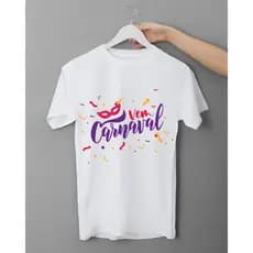 Blusa Carnaval Feminina Masculina Estampa Vem Carnaval Algodão Slim