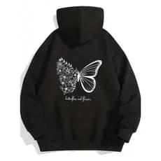 Moletom Feminino Flanelado Borboleta Casual