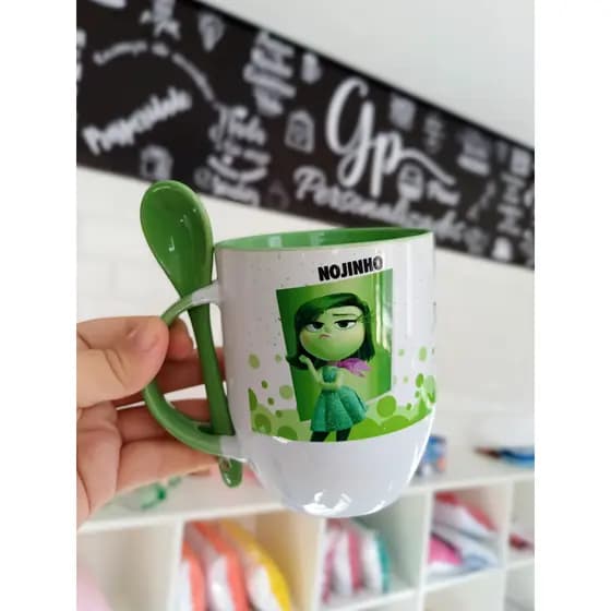 Canecas Cônica Com colher Personalizada Divertidamente, Temos Todos os Sentimentos!!!