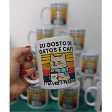 Caneca Personalizada cerâmica 325ml - Gatos e Café!!!
