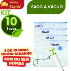 Kit 5 ou 10 Sacos A Vácuo Grande Para Economizar Espaço Guarda-Roupa e Mala  + Bomba a Vacuo Tamanho Grande