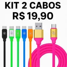 KIT 2 CABOS USB/TIPO C - 1.2m CARGA RÁPIDA
