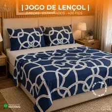 KIT JOGO DE LENÇOL |  3 PEÇAS | COM ELÁSTICO | FRONHAS | ESTAMPADO | 400 FIOS |