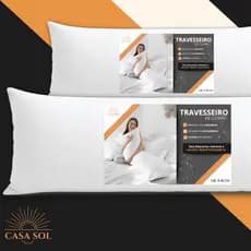 Kit com 2 Travesseiros de corpo Xuxão Body Pillow 140x40 super macio antialérgico antiácaro + fronhas 400 fios branca