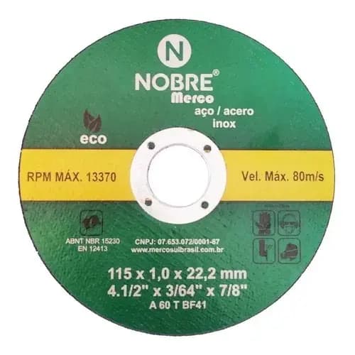 Kit 10 Discos De Corte 4 polegadas Aço 115x1,0x22,2mm - Merco Nobre