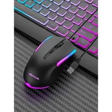 Mouse Com Fio Preto Computador/Notebook Para Jogo Gamer Led RGB 3 Opções de DPI