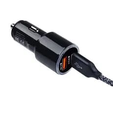 Carregador Veicular Turbo 2x 20w Usb 3.0A Com Cabo Tipo C