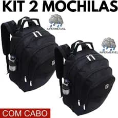 Kit 2 Mochilas Unissex Viagem Escolar Reforçada