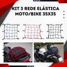 Kit 3 Rede Elásticas Moto Aranha 35x35 Bagageiro Reforçada Entregador Motoboy Bike
