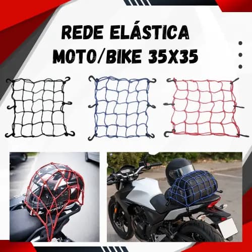 Rede Elástica Moto 35x35 Redinha Aranha para Bagageiro e Capacete