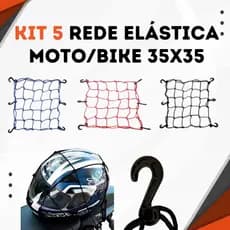 Kit 5 Rede Elástica Moto 35x35 Redinha Aranha Porta Capacete Bagageiro Elástico