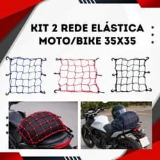 Kit 2 Rede Elástica Moto 35x35 Redinha Aranha Porta Carga Bagageiro Reforçada