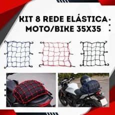 Kit 8 Rede Elástica Moto 35x35 Redinha Aranha Porta Carga Bagageiro Reforçada