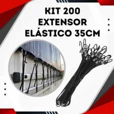 Kit 200 Extensor Elástico Fixalona 35cm Fixador de Lona Caminhão Corda Elástica com Gancho J