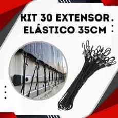Kit 30 Extensor Elástico Fixalona 35cm Fixador de Lona Caminhão Barco Corda Elástica com Gancho J