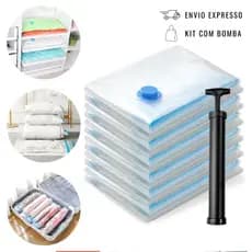 Kit 5 Sacos a Vácuo Zíper Embalar Oraganizador Para Guarda Roupas + Bomba