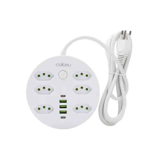 Extensão 2type-c 3usb 6 Tomadas Filtro De Linha Bivolt Coibeu