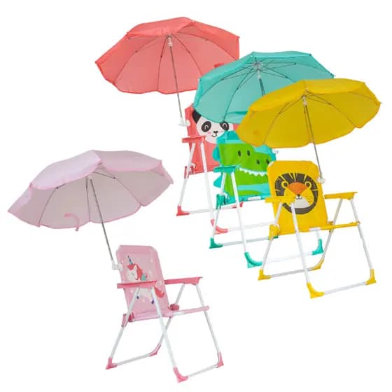 Cadeira Infantil De Praia Dobrável Com Guarda Sol Criança Praia Piscina Lazer