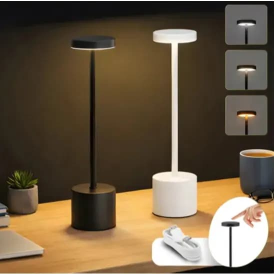 Luminária de Mesa Candeiro Dumbbell Touch de Quarto Luxuosa 3 Tons de Led