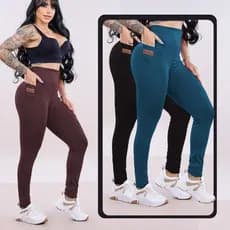 Calças Legging 100 % Zero Transparência Fitness de Academia } Feminina Empina Bumbum Poliamida Slim Fit Alta Comprenssão