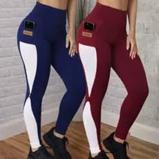 KIT 2 Calça Legging Feminina 100% Zero Transparência Fitness Academia Com Bolso} Empina Bumbum slim Fit Poliamida Skinny