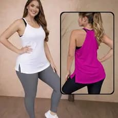 Blusa Academia Feminina Com Alça} Blusinhas Veste Legging Tapa Bumbum Treino Regata Dry Fit Telinha Corrida Exercicios