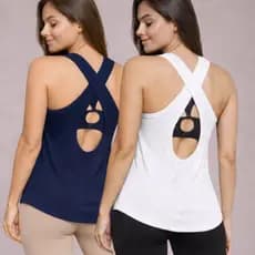 kIT 2 Blusa De Academia Feminina Dry Fit } Regata Veste Leggins Camisetas Tapa Bumbum Roupas Fitenss De Academia