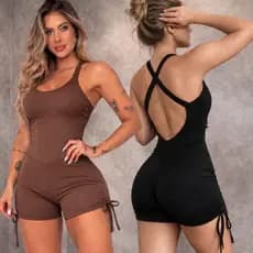 Macaquinho Feminino 100% Zero Transparência Alça e Bolso } Alta Compressão Estiloso Básico Roupas de Academia Fitness