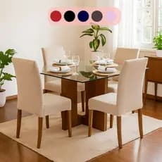 Kit 4, 6 e 8 Capa De Cadeira Malha Gel p/ Mesa De Jantar - Várias Cores