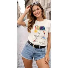 Camiseta Basica Mapa America Latina Coraçao Do Mundo
