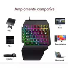 Teclado Gamer de Uma Mão Ergonômico com Iluminação LED RGB