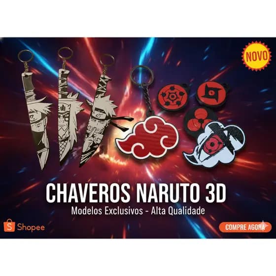 Pack de Chaveiros Personalizados - Naruto