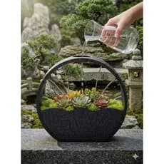 Vaso Cascata Texturizado com Reservatório - Para Pequenos Espaços/Escritórios/Mesas