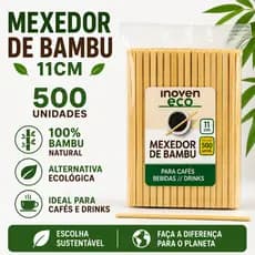 500 Unidades Mexedor de Bambu Biodegradável Eco Café Chá Bebidas 11cm