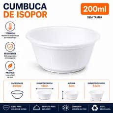 50 und Cumbuca De Isopor 200ml Pote de Isopor Pote Térmico Caldos Sopas Açai sem Tampa cumbuca para açaí de isopor