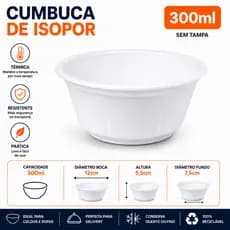 100 und Cumbuca de isopor 300ml Pote Térmico Caldos Sopas Açai Pote de isopor para caldos