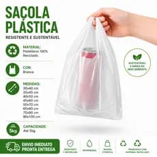 SACOLA PLÁSTICA BRANCA MAIS RESISTENTE E GROSSA RECICLADA VARIOS TAMANHOS