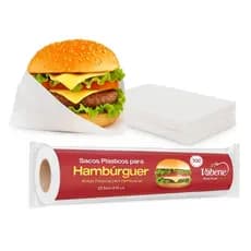 500 und Saco Plástico para Hamburguer Lanche 20,5x16cm embalagem picotada branco descartável lanches