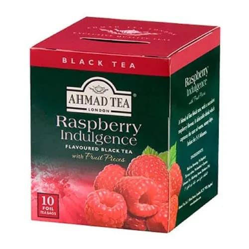 Chá Inglês Ahmad Tea Raspberry Indulgence Framboesa Preto Sachês Individuais Aromático Importado