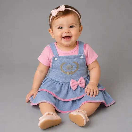 Vestido Salopete Menina Blogueirinha Mesversario Passeio Festa Verao 3 a 6 Meses