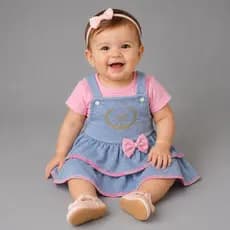 Vestido Salopete Menina Blogueirinha Mesversario Passeio Festa Verao 3 a 6 Meses