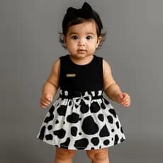 Vestido Romper de Bebê Menina Verão Lançamento Banho de Sol Passeio Algodão 3 a 6 Meses