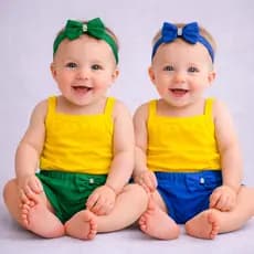 Conjunto Roupinha de Bebê Menina Verão Copa do Mundo Brasil Mesversário 9 a 12 Meses
