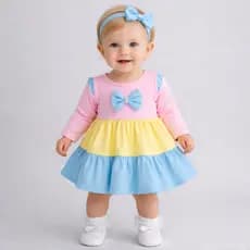 Vestido Bebê Menina 3 Marias Blogueirinha Mesversario Passeio Festa Outono/Inverno 6 a 9 Meses