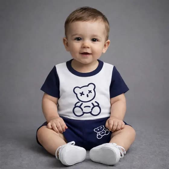 Conjunto Romper Bebe Menino Boyzinho Style Fashion Ursinho Passeio 6 a 9 Meses