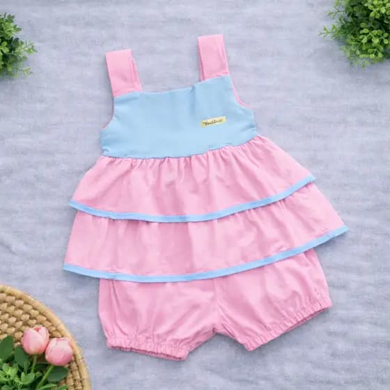 Conjunto Roupa de Bebe Menina Fashion Banho de Sol Passeio Short Saia Verão 9 a 12 M