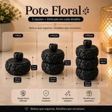 Kit Pote Organizador Floral 1 2 Ou 3 Peças Mini Porta Joias E Maquiagem Rosa Luxo